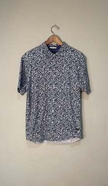 Good Man Brand Floral Print Short Sleeve Button Down Shirt Size L